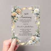 50ste huwelijksverjaardag Goud Geel Bloemen Clear Acryl Uitnodigingen (Insitu (Draagbaar))