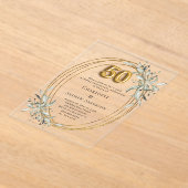 50ste huwelijksverjaardag goud groen helder acryl uitnodigingen (Laagn)