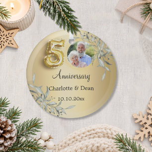 50ste huwelijksverjaardag gouden foto groen glas ornament
