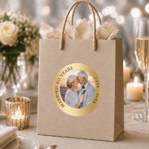 50ste huwelijksverjaardag gouden foto ronde sticker