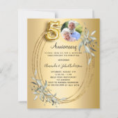 50ste huwelijksverjaardag gouden foto uitnodiging (Voorkant)