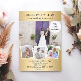 50ste huwelijksverjaardag gouden fotocollage kaart