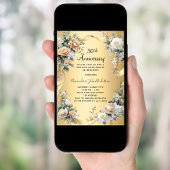 50ste huwelijksverjaardag Gouden Gele Bloemen Luxe Kaart