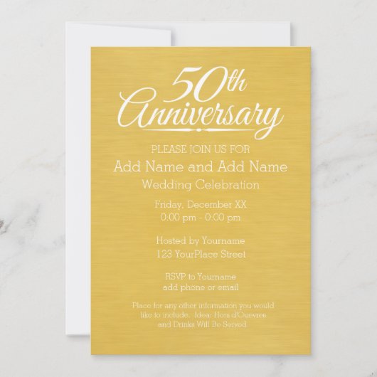 50ste huwelijksverjaardag groot lettertype goud kaart (Voorkant)