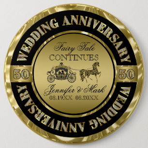 50ste huwelijksverjaardag-Huwelijk Paard en Koets Ronde Button 6,0 Cm