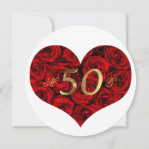 50ste huwelijksverjaardag Rode Rozen Hart Elegant
