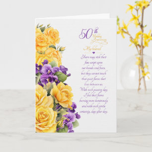 50ste huwelijksverjaardag Romantische Rozen en Vio Kaart