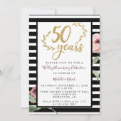 50ste huwelijksverjaardag Rood Roos Goud Glitters Kaart (Voorkant)