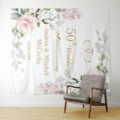 50ste huwelijksverjaardag Rozen Harten Wandkleed (In Situ (horizontaal))