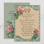 50ste huwelijksverjaardag shabby chic uitnodiging (Voorkant / Achterkant)