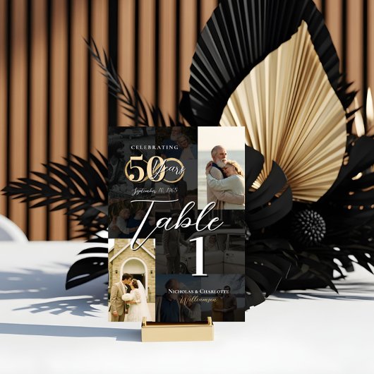 50ste huwelijksverjaardag Toen & Nu Fotocollage Kaart