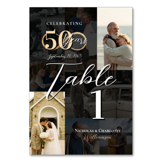 50ste huwelijksverjaardag Toen & Nu Fotocollage Kaart (Voorkant)