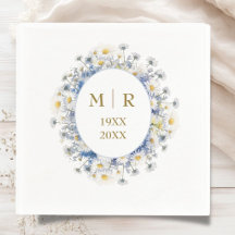 50ste huwelijksverjaardag Tulp blauw & goud servet