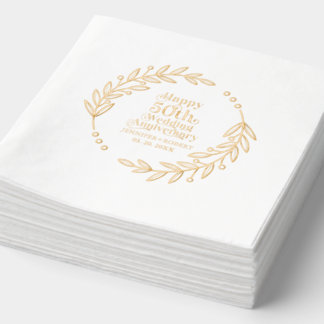 50ste huwelijksverjaardag typografie Gouden krans Folie Servetten