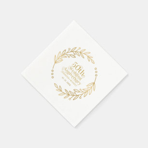 50ste huwelijksverjaardag typografie  Gouden krans Servet