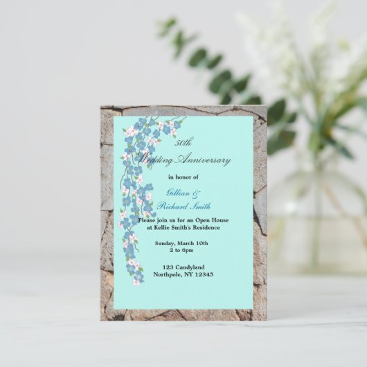 50ste huwelijksverjaardag van Bloesems Kaart (Staand voorkant)