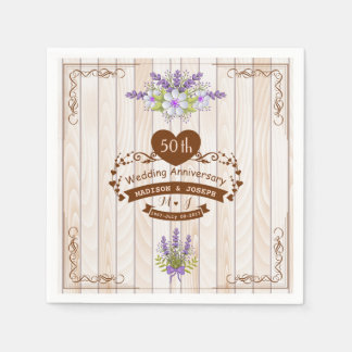 50ste huwelijksverjaardag Vintage papieren servett Servet