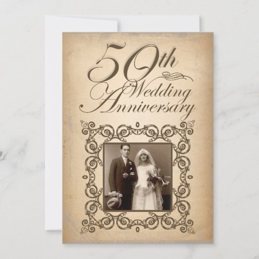 50ste huwelijksverjaardag vintage uitnodiging (Voorkant)