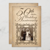 50ste huwelijksverjaardag vintage uitnodiging (Voorkant / Achterkant)