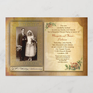 50ste huwelijksverjaardag vintage verouderde foto  kaart