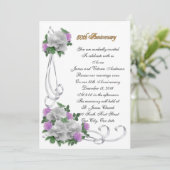 50ste huwelijksverjaardag Witte rozen uitnodiging (Staand voorkant)