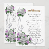 50ste huwelijksverjaardag Witte rozen uitnodiging (Voorkant / Achterkant)