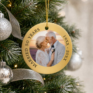 50ste huwelijksverjaardag zilveren foto keramisch ornament