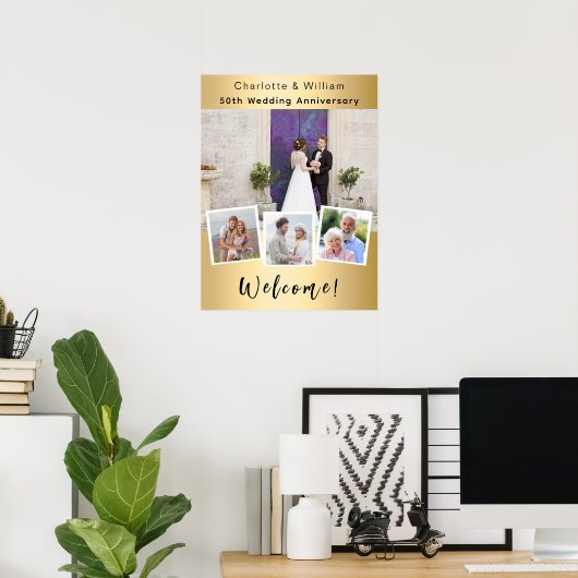 50ste huwelijksverjaardag zilveren foto welkomstbo poster (Thuiskantoor)