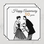 50ste huwelijksverjaardag Zwart en wit elegant Kaart (Voorkant / Achterkant)