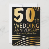 50ste huwelijksverjaardag Zwart & Goud Foto Kaart (Voorkant)