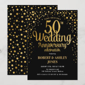 50ste huwelijksverjaardag - Zwart & Goud Kaart (Voorkant / Achterkant)