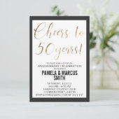 50ste huwelijksverjaardag zwart goud modern kaart (Staand voorkant)