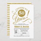 50ste huwelijksverjaardagsfeest - Goud Wit Kaart (Voorkant / Achterkant)