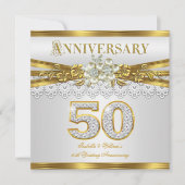 50ste huwelijksverjaardagsfeest Goud Witte Parel Kaart (Voorkant)