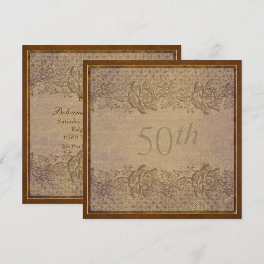 50ste huwelijksverjaardagsfeest  Gouden bloemstuk  Kaart (Voorkant / Achterkant)