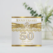 50ste huwelijksverjaardagsfeest Gouden Ringen Wit Kaart (Staand voorkant)