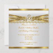 50ste huwelijksverjaardagsfeest Gouden Ringen Wit Kaart (Achterkant)