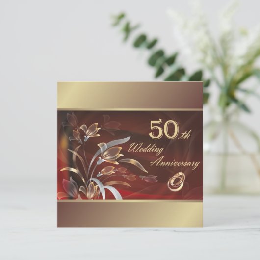 50ste huwelijksverjaardagsfeestje  kaart (Staand voorkant)