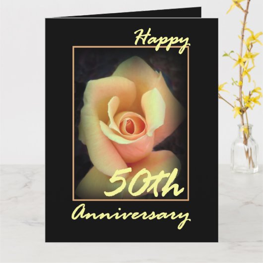50ste huwelijksverjaardagskaart gele roos GROOT Kaart (Gele Bloem)
