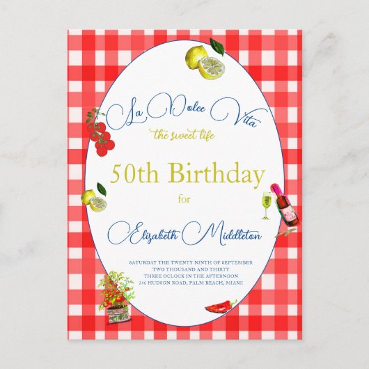 50ste Italiaans thema citroen rood wit blauw uitno Briefkaart (Voorkant)