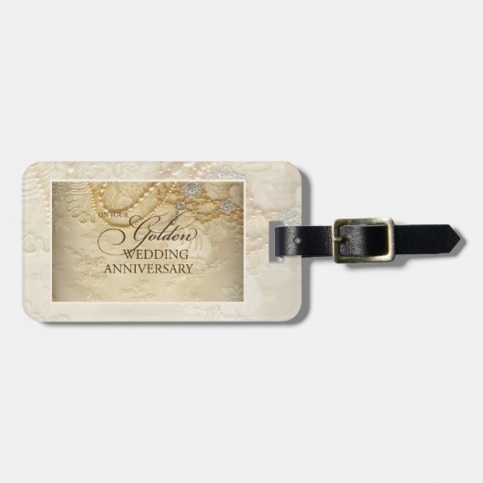 , 50ste Jubilea parels Bagagelabel (Voorkant horizontaal)