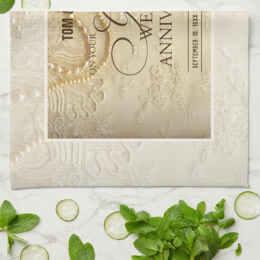 , 50ste Jubilea parels Theedoek (Gevouwen)