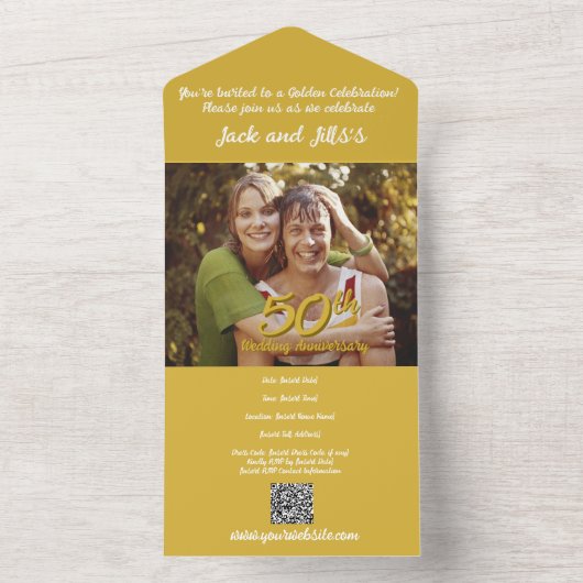 50ste Jubileum All in One Wedding All In One Uitnodiging (Binnen)