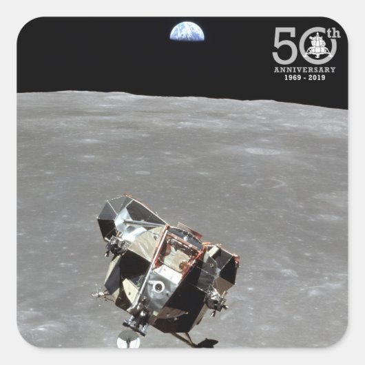 50ste Jubileum, Apollo 11 Mission Moon Landing: Vierkante Sticker (Voorkant)