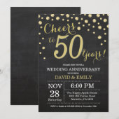 50ste Jubileum-bord voor bruiloft, zwart en goud Kaart (Voorkant / Achterkant)