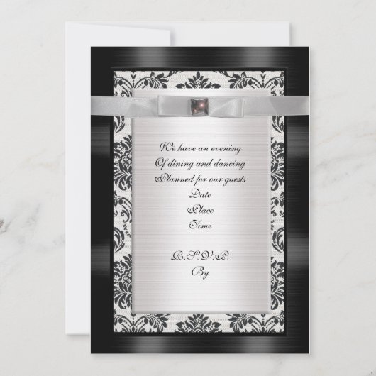 50ste Jubileum feestuitnodiging Damask Kaart (Achterkant)