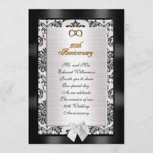 50ste Jubileum feestuitnodiging Damask Kaart