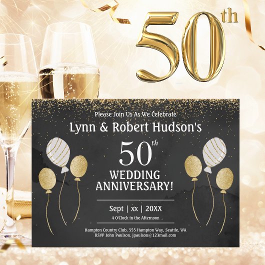 50ste Jubileum Golden Wedding Party Kaart