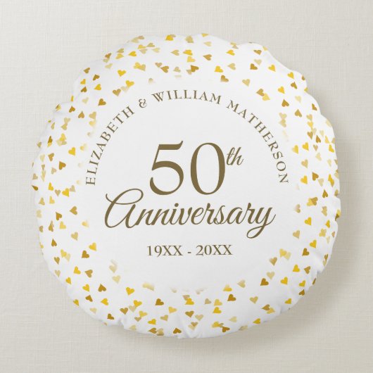 50ste jubileum Gouden Harten Rond Kussen (Voorkant)