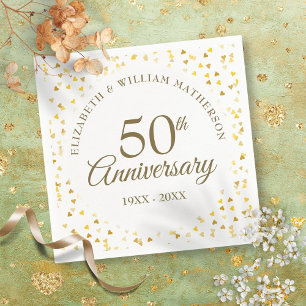 50ste jubileum Gouden Liefdesharten Confetti Servet